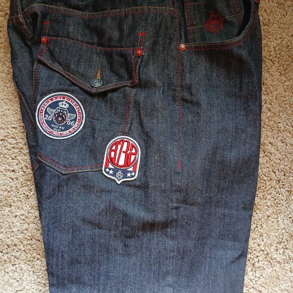Eight 8732 Denim Jeans Mens 38 X 34 Baggy Embroidered TRUCKIN Hip Hop Skate Y2K - Picture 6 of 6